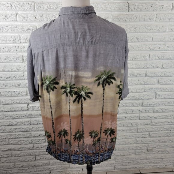 Batik Bay Mens Shirt XXL Plus Short Sleeve Easy Care Blue Tropical Rayon FLO11E - Picture 6 of 8